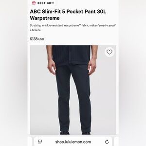 Lululemon ABC Slim-Fit 5 Pocket Pant